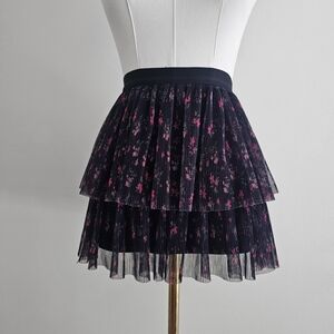 Zara Kids Pleated Floral Tiered Skirt Size 8Y Elastic Waist
